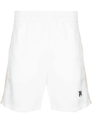Palm Angels short de sport en lin à motif monogrammé - Blanc