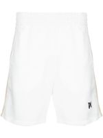 Palm Angels short de sport en lin à motif monogrammé - Blanc - thumbnail