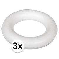 Piepschuim ring/krans - 3x - wit - 15 cm - styropor - hobby figuren - DIY - knutselen