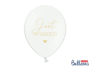 Pastel Ballonnen Bruiloft Puur Wit 'Just Married' - 6 Stuks