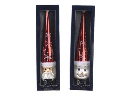 Kerst Piek glas figuur d7,5 en h30 cm rood/wit Decoris - Decoris