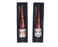 Kerst Piek glas figuur d7,5 en h30 cm rood/wit Decoris - Decoris