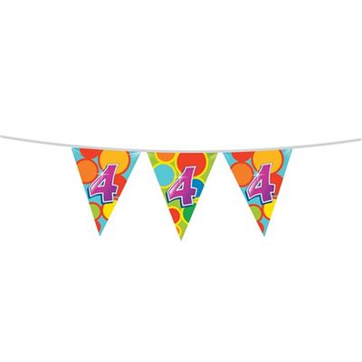 Leeftijd verjaardag thema vlaggetjes 4 jaar plastic 10 meter