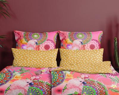HIP Kussensloop "mandala&apos;s, bloemen en roze papegaai" - Multi - (40x80 cm) - Katoen Satijn