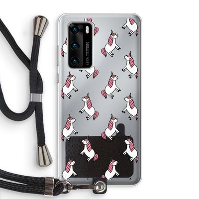 Eenhoorns overal: Huawei P40 Transparant Hoesje met koord