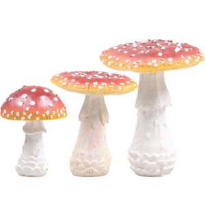 Decoratie paddenstoelen setje met 3x vliegenzwam paddenstoelen - herfst thema