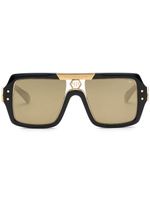 Philipp Plein lunettes de soleil carrées à plaque logo - Noir