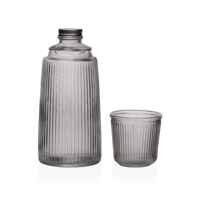 Waterfles Versa Zwart Glas Aluminium 10,3 x 26 x 10,3 cm