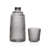 Waterfles Versa Zwart Glas Aluminium 10,3 x 26 x 10,3 cm