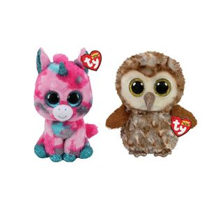 Ty - Knuffel - Beanie Buddy - Gumball Unicorn & Percy Owl