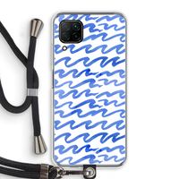 Blauwe golven: Huawei P40 Lite Transparant Hoesje met koord