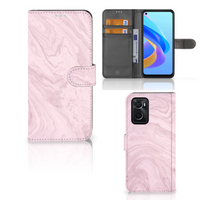 OPPO A76 | A96 Bookcase Marble Pink - Origineel Cadeau Vriendin