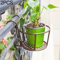 2 stuks ijzeren metalen leuning potplanten planken opknoping bloempot rack (brons)