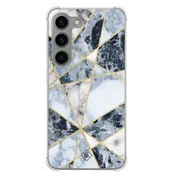 Samsung Galaxy S23 siliconen shockproof hoesje - Marmer blauw