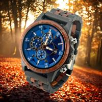 TimberWood Inferno™ - Chronograaf Herenhorloge van Zwart & Rood Sandelhout
