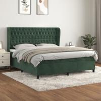 Boxspring met matras fluweel donkergroen 180x200 cm