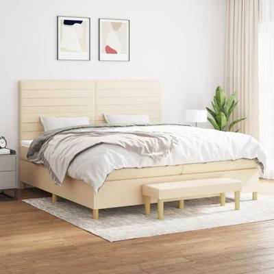 Boxspring met matras stof crèmekleurig 200x200 cm