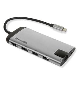 Verbatim 49142 interface hub USB 3.2 Gen 1 (3.1 Gen 1) Type-C 1000 Mbit/s Zwart, Zilver