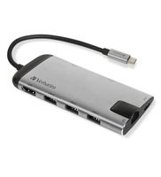 Verbatim 49142 interface hub USB 3.2 Gen 1 (3.1 Gen 1) Type-C 1000 Mbit/s Zwart, Zilver - thumbnail