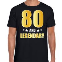 80 and legendary verjaardag cadeau t-shirt goud 80 jaar zwart voor heren