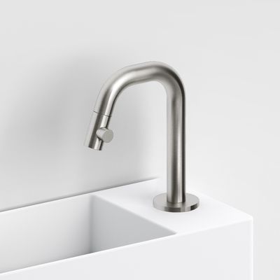 Clou Kaldur Fonteinkraan Met Korte Uitloop Rechts Geborsteld RVS 15.9x4.5x10.6cm