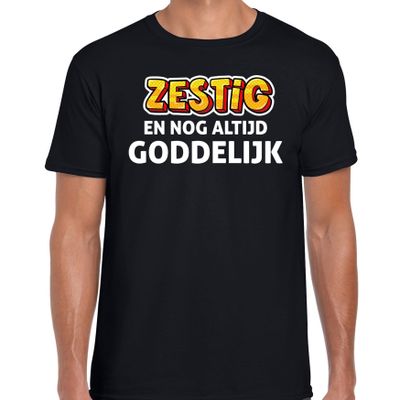 Verjaardag cadeau t-shirt - 60 jaar - zestig en goddelijk - zwart - voor heren