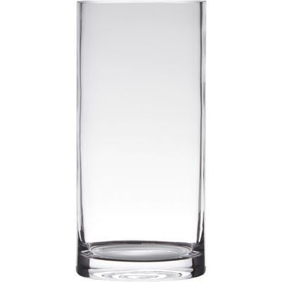 Transparante home-basics cylinder vorm vaas/vazen van glas 25 x 12 cm