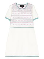 Emporio Armani Kids robe mi-longue à logo intarsia - Blanc
