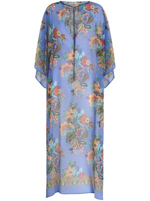 ETRO robe longue à fleurs - Bleu