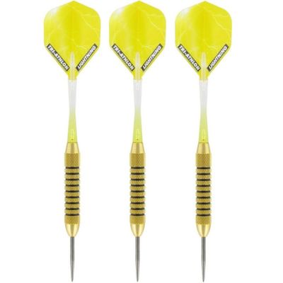 1x Set van 3 dartpijlen Speedy Yellow Brass 21 grams