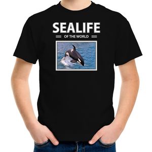Orka t-shirt met dieren foto sealife of the world zwart voor kinderen