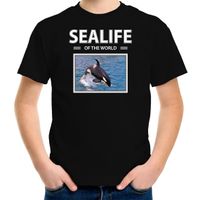 Orka t-shirt met dieren foto sealife of the world zwart voor kinderen - thumbnail