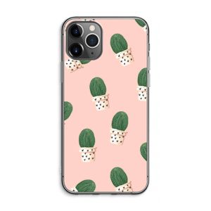 Cactusprint roze: iPhone 11 Pro Max Transparant Hoesje