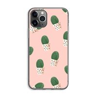 Cactusprint roze: iPhone 11 Pro Max Transparant Hoesje Cactusprint roze: iPhone 11 Pro Max Transparant Hoesje