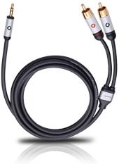 Oehlbach i-Connect J-35/R Cinch / Jackplug Audio Aansluitkabel [2x Cinch-stekker - 1x Jackplug male 3,5 mm] 3.00 m Zwart Vergulde steekcontacten