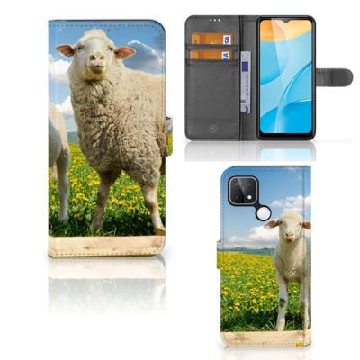 OPPO A15 | Telefoonhoesje | Met pasjeshouder | Schaap en Lammetje