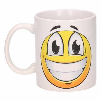 Koffie mok - smile emoticon lachend - 300 ml - keramiek - beker