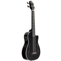 Kala U-Bass Journeyman Black elektrisch-akoestische bas ukelele met gigbag - thumbnail