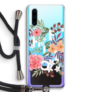 Hello in flowers: Huawei P30 Transparant Hoesje met koord
