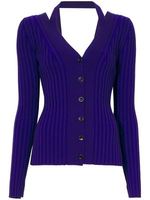 Proenza Schouler White Label cardigan nervuré à dos-nu - Bleu
