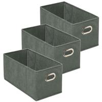 Opbergmand/kastmand - Set van 3x stuks - grijsgroen - linnen - 7 liter - 31 x 15 x 15 cm - Opbergbox