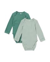 HEMA Rompers ecovero™ rib - 2 stuks groen (groen)