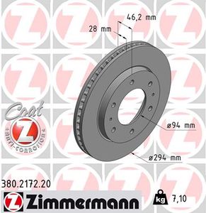 Remschijf COAT Z ZIMMERMANN, Remschijftype: Binnen geventileerd, u.a. für Mitsubishi