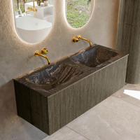 Badmeubel Mondiaz Kurve-Dlux | 120 cm cm | Meubelkleur Shadow | Wastafelkleur Lava | Solid surface | Wasbak beiden zijden spoelbak | Zonder kraangat(en)
