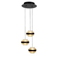 Highlight HanglampDynasty zwart rond 5-lichts amber glas - H5503.28
