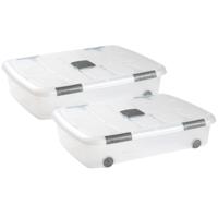 Plasticforte Opslagbak/box met deksel - 3x - 41L - 73 x 55 x 16 cm - transparant - met wielen