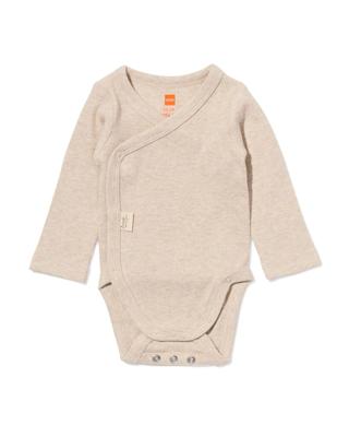 HEMA Newborn Meegroei Overslagromper Rib Zand (zand)