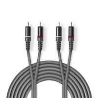 Stereo audiokabel | 2x RCA male - 2x RCA male | 3,0 m | Grijs - thumbnail