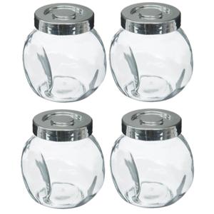 Kruidenpotten set - 4x stuks van 200 ml - glas - met rvs deksel - luchtdicht