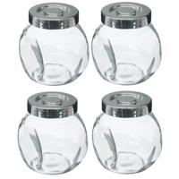 Kruidenpotten set - 4x stuks van 200 ml - glas - met rvs deksel - luchtdicht - thumbnail